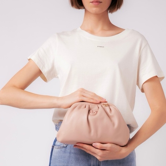 Pinko Rare Blush Clutch Removable Chain Strap w/ box & dust bag $395 - Picture 2 of 9